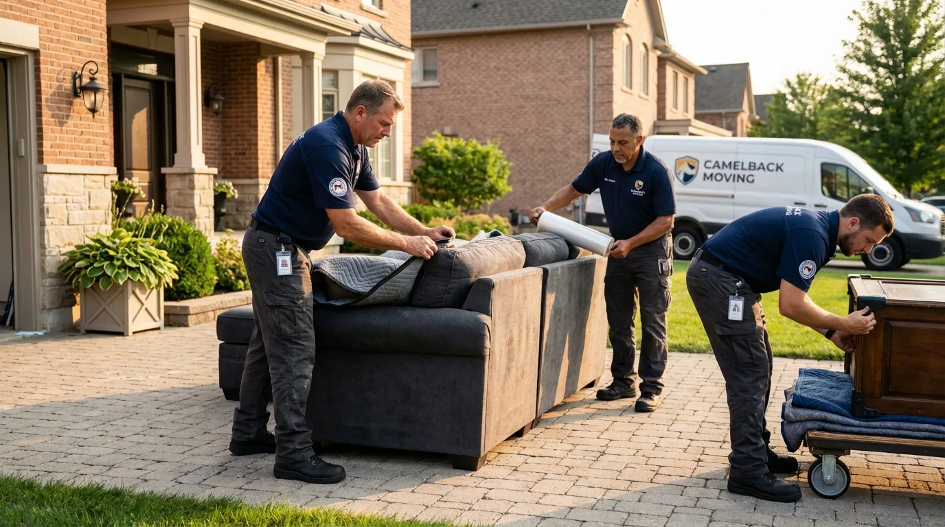 Large estate moving crew wrapping furniture in Marion, IA