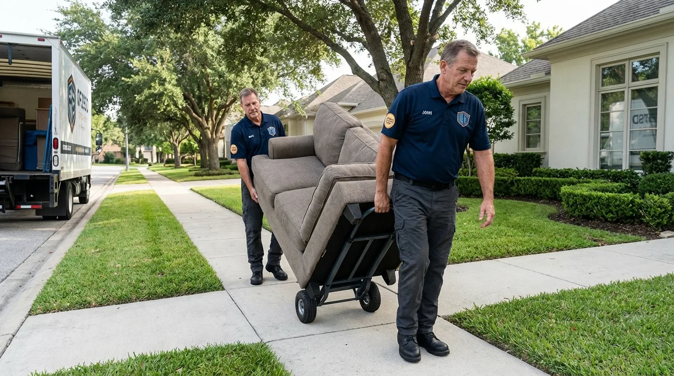 Local residential moving crew loading furniture in Marion, IA